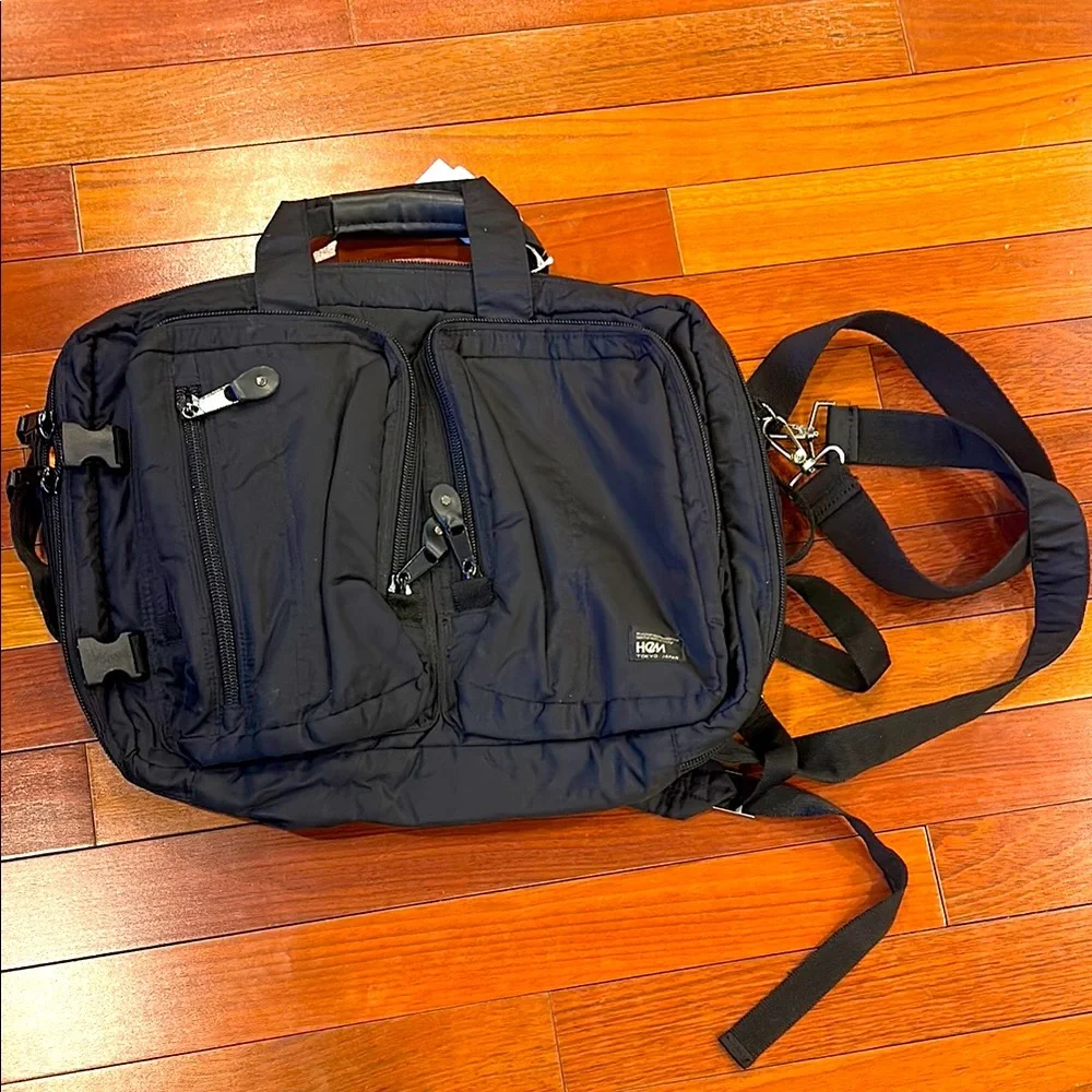 Hem Tokyo Black Nylon Men's canvas, briefcase, and backpack in one